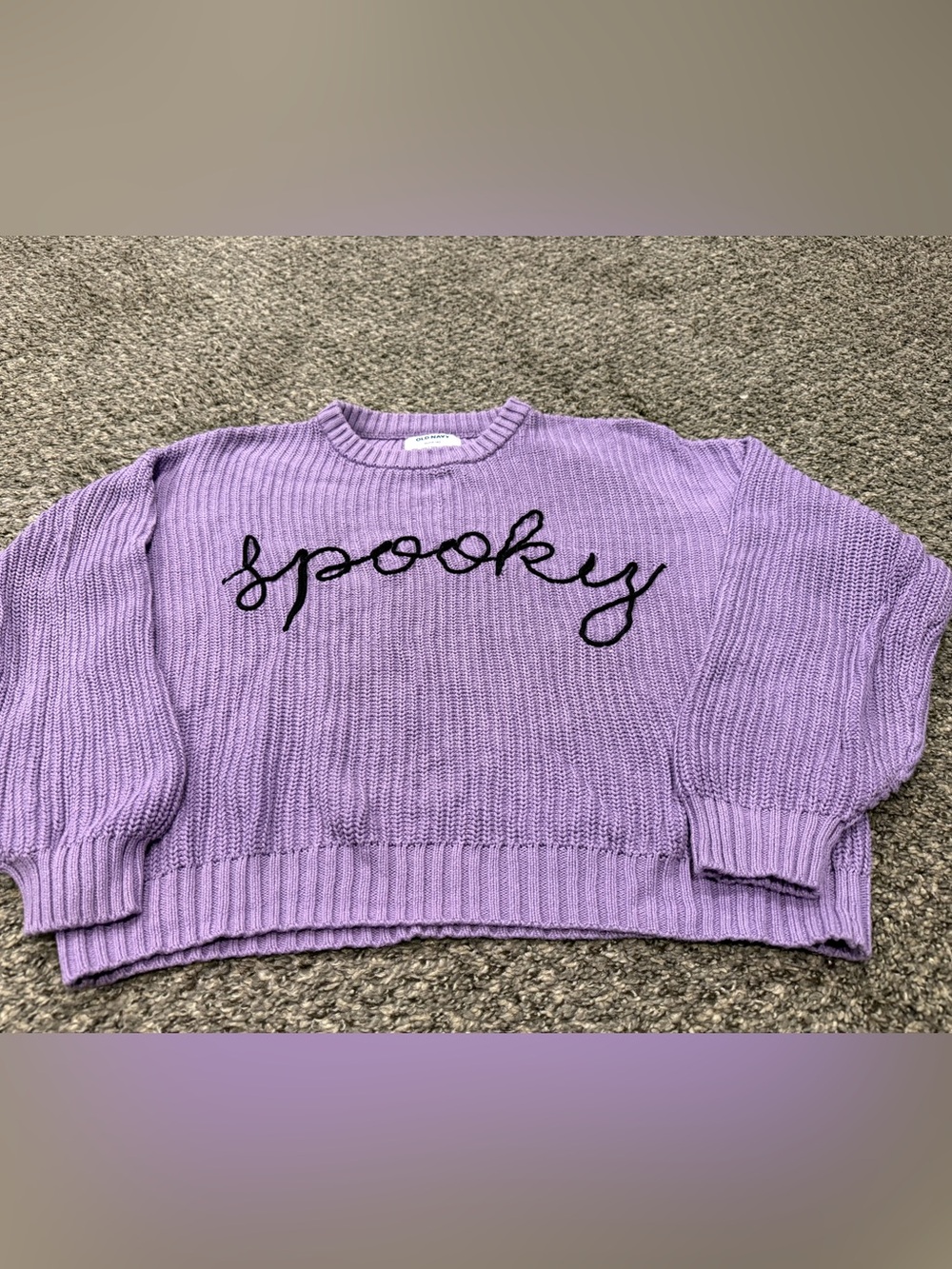 Old Navy Lavender 'Spooky' Crewneck Sweater